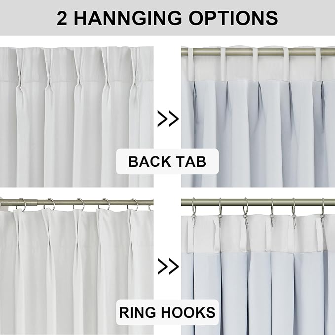 Vision Home White Pinch Pleated Full Blackout Curtains Thermal Insulated Window - Image 4