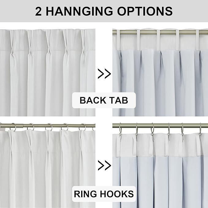 Vision Home White Pinch Pleated Full Blackout Curtains Thermal Insulated Window - Image 6