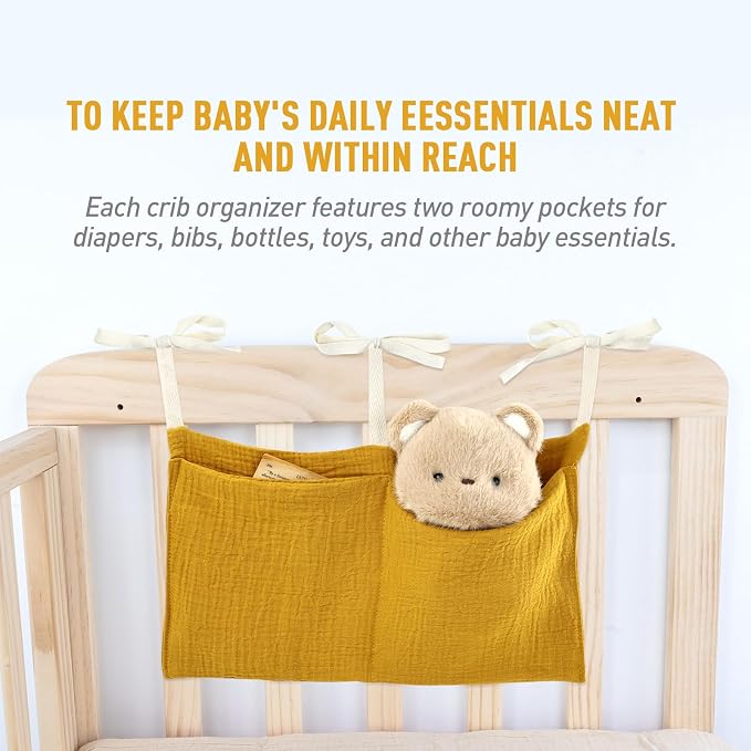 Cinaci 2pcs Cotton Pram Stroller Caddy Baby Crib Hanging Organizers Storage - Image 4
