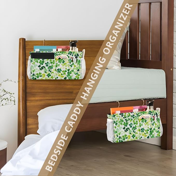 Bright Green Clover St. Patrick Bedside Caddy - Image 7