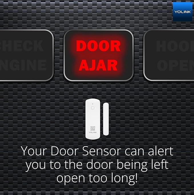 YoLinK LoRa Smart Door Sensor Starter Kit: 1/4 Mile Open-Air Range, Door Left-Open Reminders, Text/SMS, Email, App alerts, 5 Years Battery Life, Alexa, IFTTT, Home Assistant