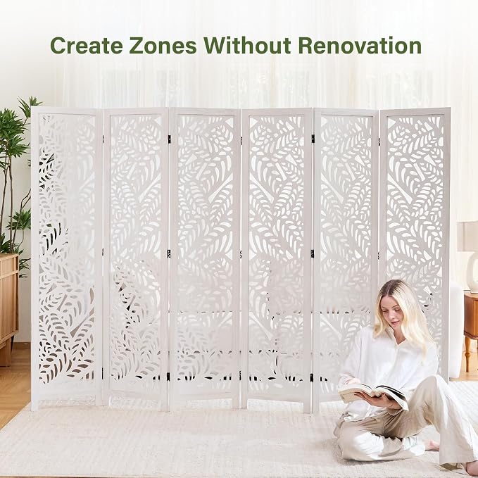 Leaf-Carved Room Divider Privacy Screen - Image 5