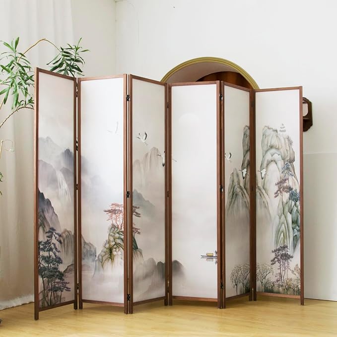 6 Panel Room Divider, 5.6 ft Tall Blackout Folding Privacy Screen - Image 5