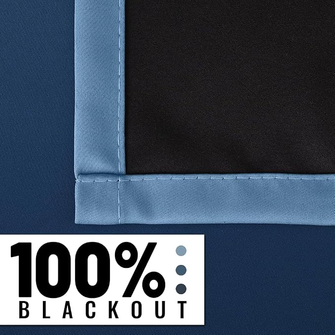 SimpleHome 100% Blackout Ombre Bedroom Curtains Blue and Greyish White - Image 7