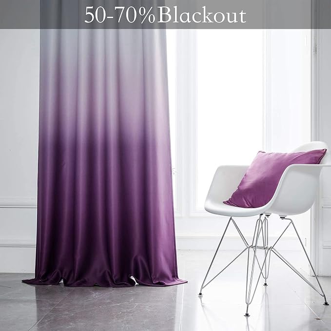 SimpleHome Ombre Gradient Purple White to Gray Curtains - Image 3