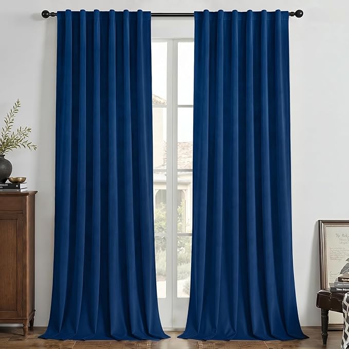 Joydeco 100% Blackout Curtains Velvet Black Out Curtain 72 Inch Drapes | by JOYDECO