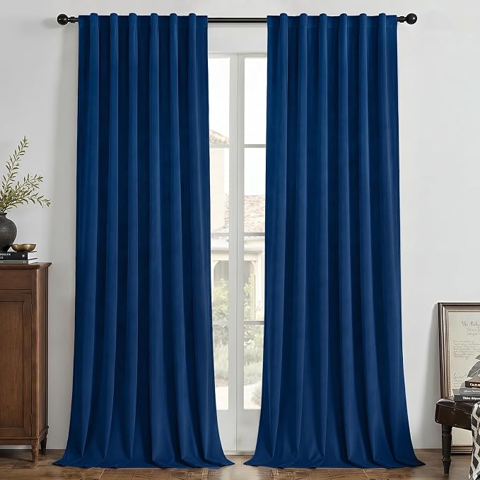 Joydeco 100% Blackout Curtains Velvet Black Out Curtain 84 Inch Drapes | by JOYDECO