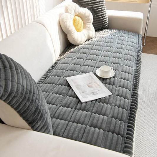 Non Slip Fuzzy Pet Couch Covers for Sofa, Washable Couch Cushion Covers for Dogs Bed Mat (Dark Grey 70 x120)