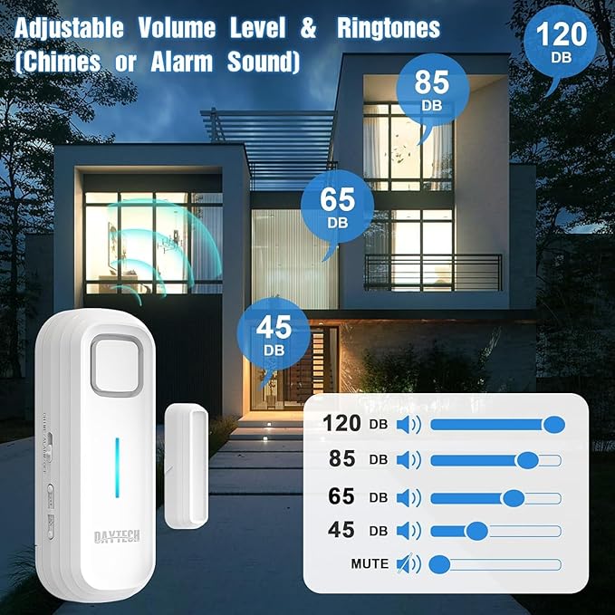 DAYTECH Refrigerator Door Alarm Freezer Door Left Open Alarm with Delay 1/2/3/4 mins Window Door Ajar Alert Fridge Alert 0 to 120 dB for Freezer Home Store Business Office 3 Sets White