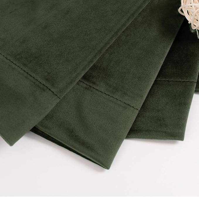 BGment Velvet Blackout Curtains, 2 Panels, 52 x 120 Inch, Olive Green | Drapes - Image 6