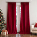 Christmas Red Velvet Curtains 96 Inches Long, Pinch Pleated Blackout Thermal by Unknown