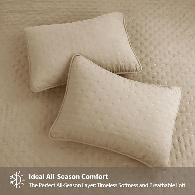 ROARINGWILD Beige Cloud King Size Quilt Bedding Sets - Image 4