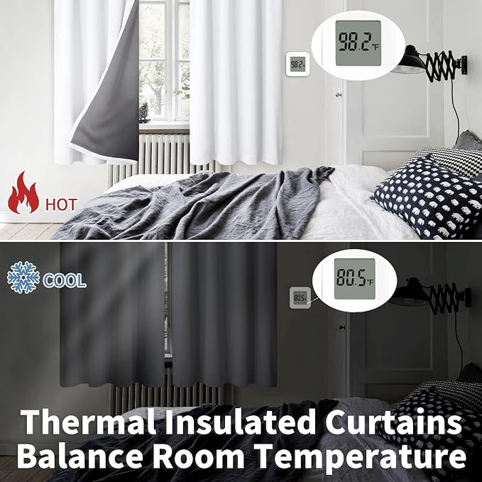 BGment White Blackout Curtains for Living Room 95 Inch Long 2 Panels | Thermal - Image 5