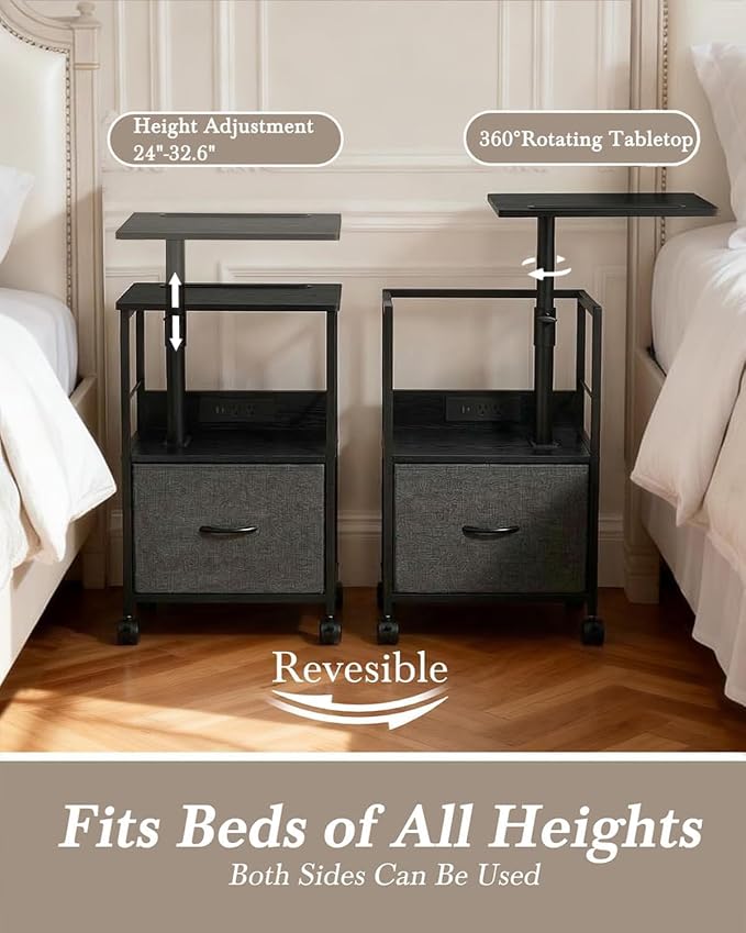 Faesun Swivel Lift Top Nightstand - Image 3
