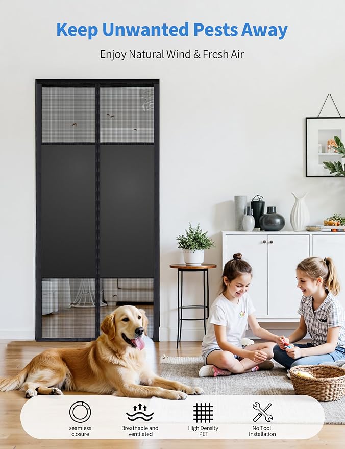 Magnetic Screen Door with Privacy Protection, PET Mesh Screen Fit - Image 4