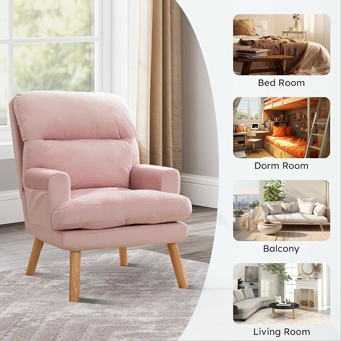 IOMOR Accent Chair with Ottoman Comfy Reading Chair Armchair with Adjustable - Image 7