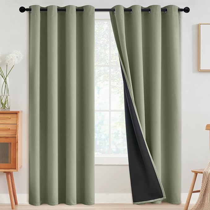 SimpleHome Light Sage 100% Blackout Curtains Room Darkening Living Room 90 | by SimpleHome