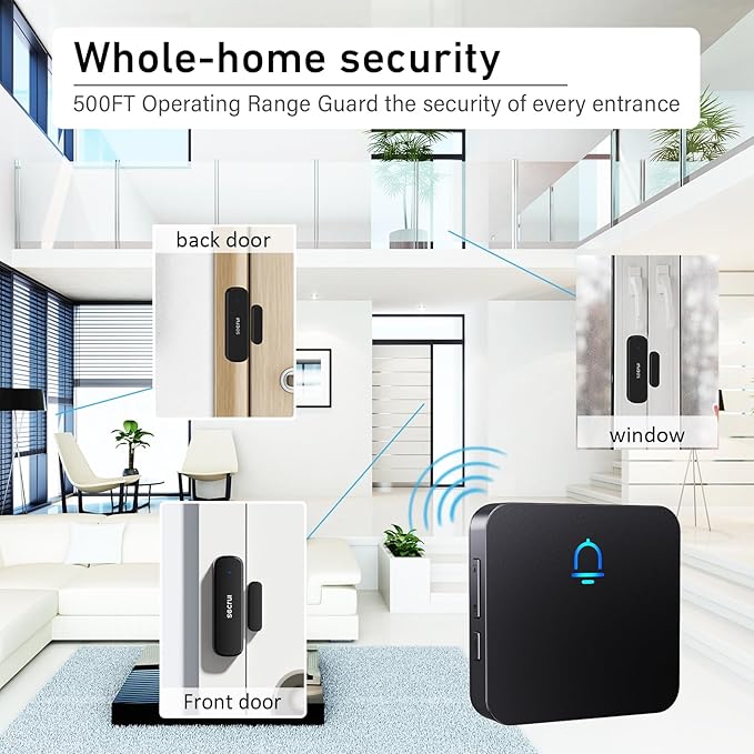 SECRUI Door Chime, Wireless Door Chimes When Door Open Entry for Business/Home/Office/Store Door Ringer Alert Buzzer Alarm Door Ringer for Opening – Door Open Alert - 2 sensors