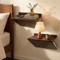 Floating Nightstand Set of 2 Walnut Bedside Table Wall Mounted Wood | Z-Shape by Petrala