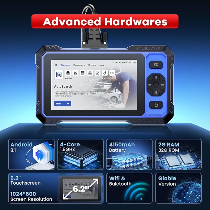 OBD2 Scanner, MUCAR 632 Elite AI-Assisted OBD2 Bidirectional Scan Tool, Oil/Throttle/SAS/TPMS/BMS/EPB Car Scanner Diagnostic Tool with 15+ Resets, CANFD Protocol, Autoauth for FCA SGW, Lifetime Update