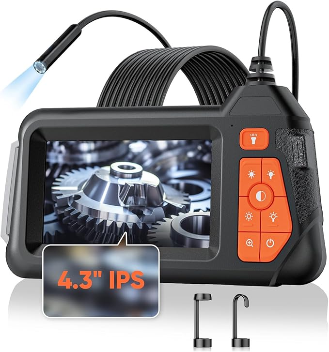 Nfutreon 32.8FT Flexible Borescope Camera- 4.3" 1080P HD, IP67 Waterproof Industrial Endoscope Camera for Sewer/Automotive Pipe/Wall Inspection,1pack