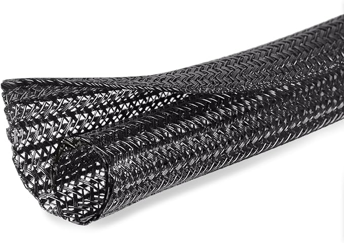 Moxita 10ft - 1/2 inch Cord Protector Cable Sleeve Split Wire Loom Tubing for Power Cord Audio USB Cable, Cord Sleeve Cable Management for TV Computer, Cord Protectors from Pets Chewing, Black