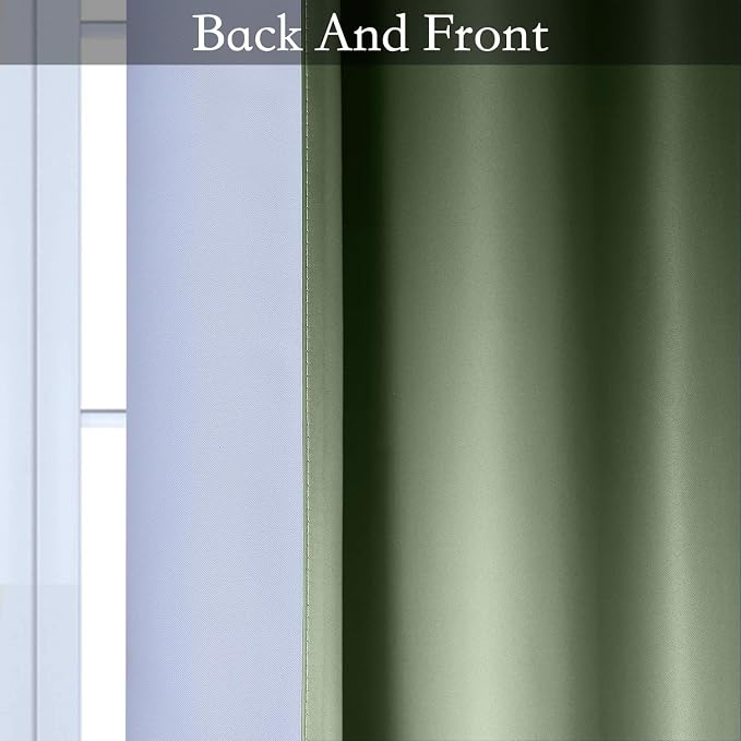 SimpleHome Sage Green to Grey White Ombre Room Darkening Curtains 63 Inch | - Image 4