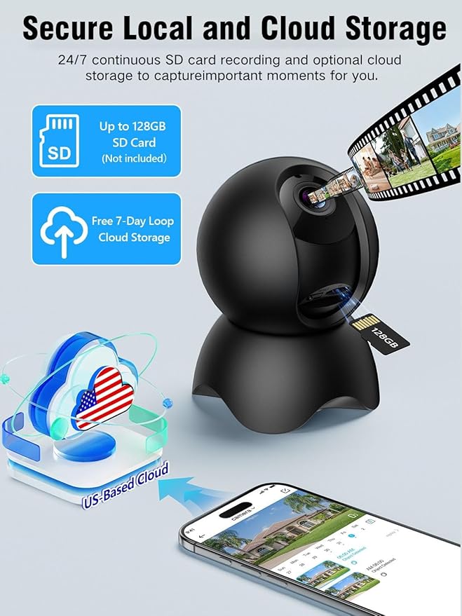 YYSY 2K 2.4G&5G Indoor Security Camera, 2 Packs Pet/Dog/Baby Security Camera with Phone App, 360° Pan-Tilt WiFi Cameras for Home Security, 2-Way Audio, Night Vision, Auto-Tracking, Privacy Mode