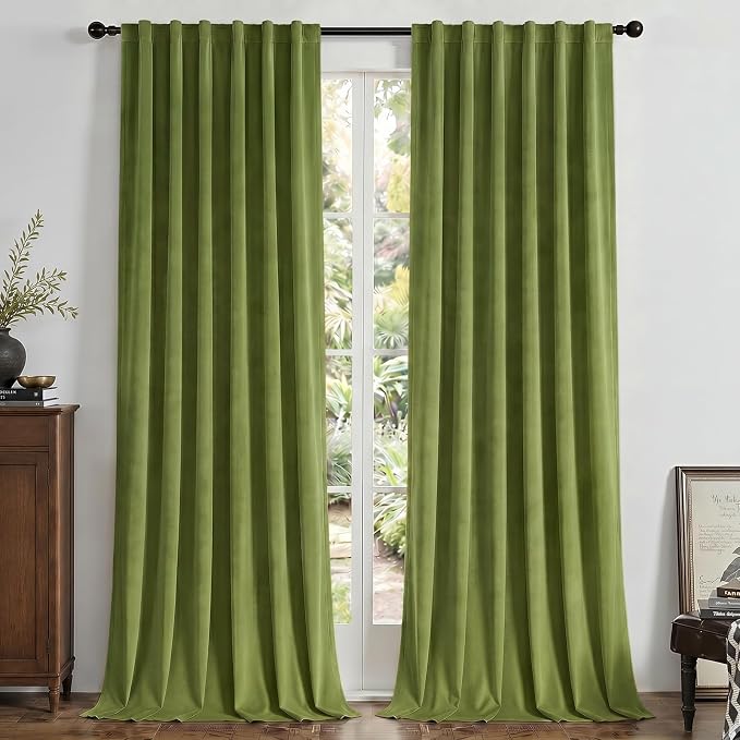 Joydeco 100% Blackout Curtains Velvet Black Out Curtain 84 Inch Drapes | by JOYDECO
