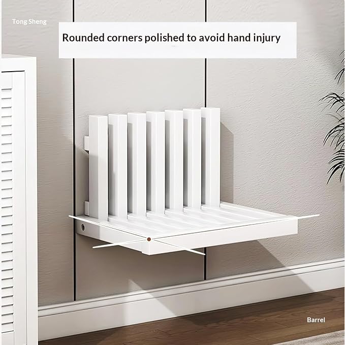 Solid Wood Wall-Mounted Bedside Shelf, Foldable Floating Narrow Table, Creative - Image 4
