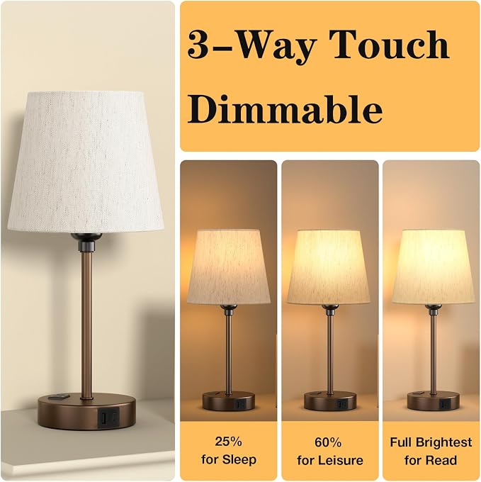 Brown Bedside Lamps Set 2 for Bedroom - Image 5
