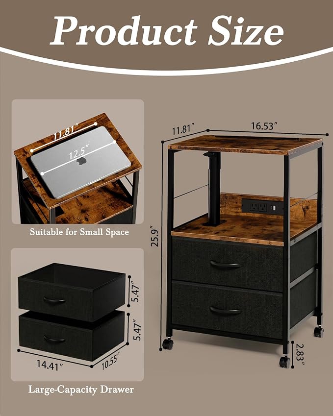 Faesun Swivel Lift Top Nightstand - Image 2