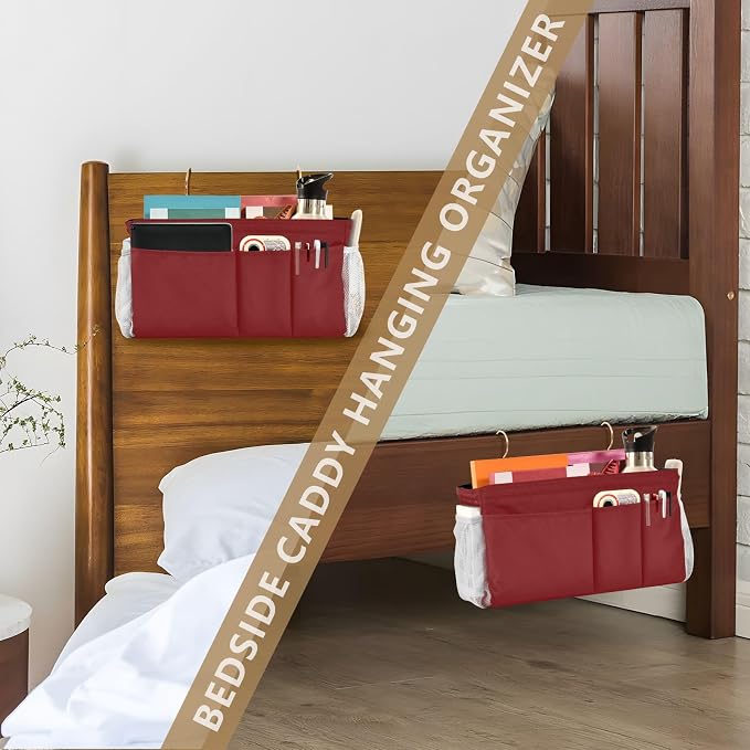 DOMIKING Wine Red Bedside Caddy - Image 7