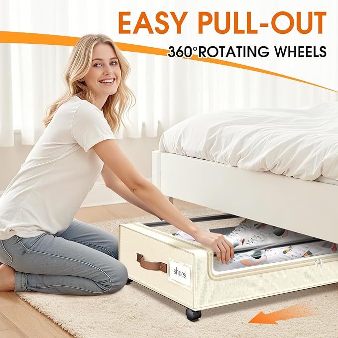 Under Bed Storage with Wheels 1Pack Storage Containers with Clear Window | - Image 4