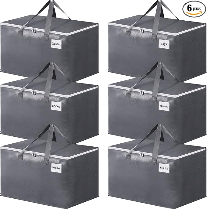 BlissTotes Large Moving Bags, Storage Bags, 125L-6 Pack | Moving Bags by BlissTotes