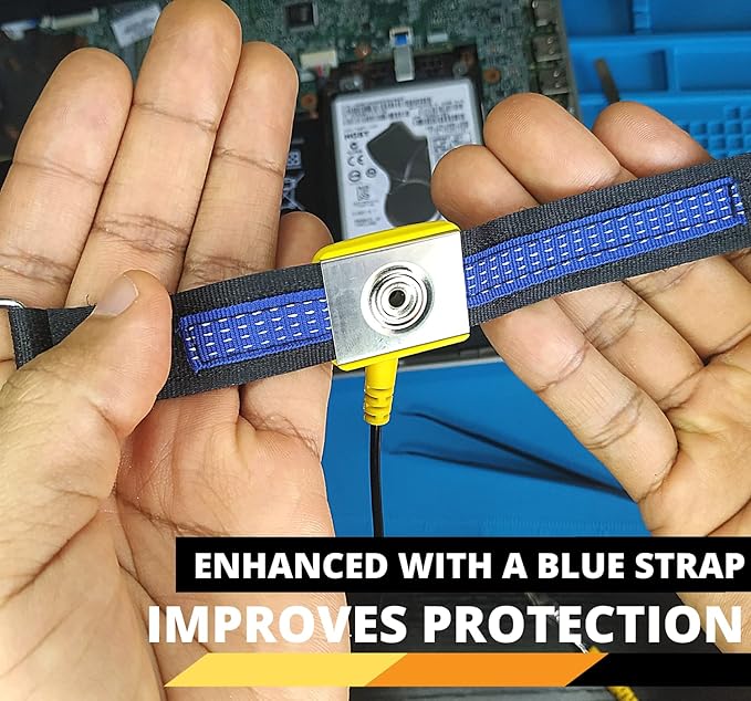 Safe ESD Anti Static Wrist Strap Band Long Earthing Wristband Grounding Bracelet for ESD Mat Computer PC Building Electronics Repair Ground wire cord with Metal Alligator Clip By DREMINOVA