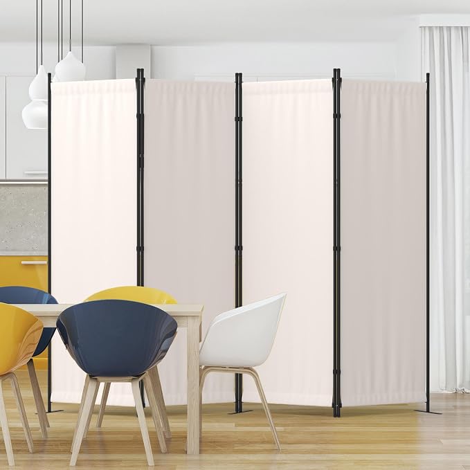 Room Divider 4 Panel Partition Room Dividers & Folding Privacy Screens w/ 3 by Kecreque