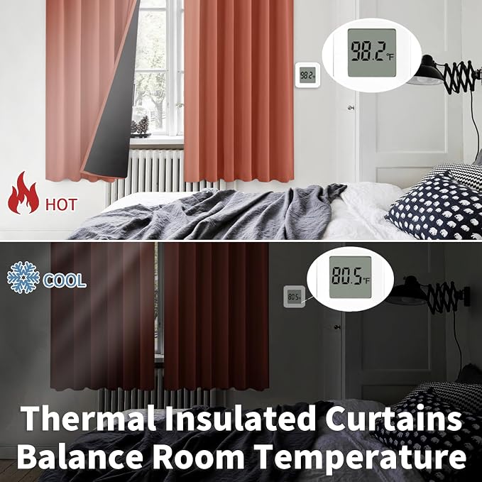 BGment Terracotta 100% Blackout Curtains 84 Inches Long - Image 6