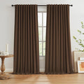 Brown Blackout Pleated Look Curtains 102 Inches Long 8.5 ft Length by KEQIAOSUOCAI