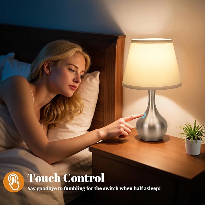 16.1" Touch Table Lamp for Nightstand, 3 Way Dimmable Small Bedroom Lamp | - Image 4