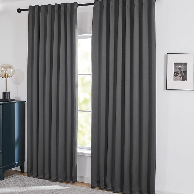 Deconovo Blackout Curtains for Bedroom Living Room Back Tab 95 Inches Long | - Image 3