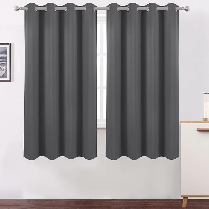 100% Blackout Curtains 52 x 72 Inch/Grey Curtains 2 Panels - Image 2