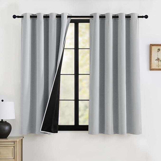 RYB HOME 100% Blackout Curtains 63 inches Length, Thermal Insulated | Total by RYBHOME