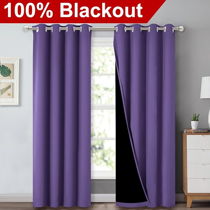 NICETOWN Full Shading Curtains 90" Long 2 Panels Set - Image 2