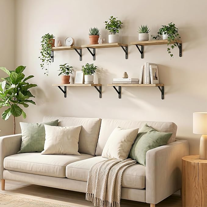 Fixwal Wall Floating Shelves for Decor | Wood Shelves, Natural Grain, 40Lb - Image 2