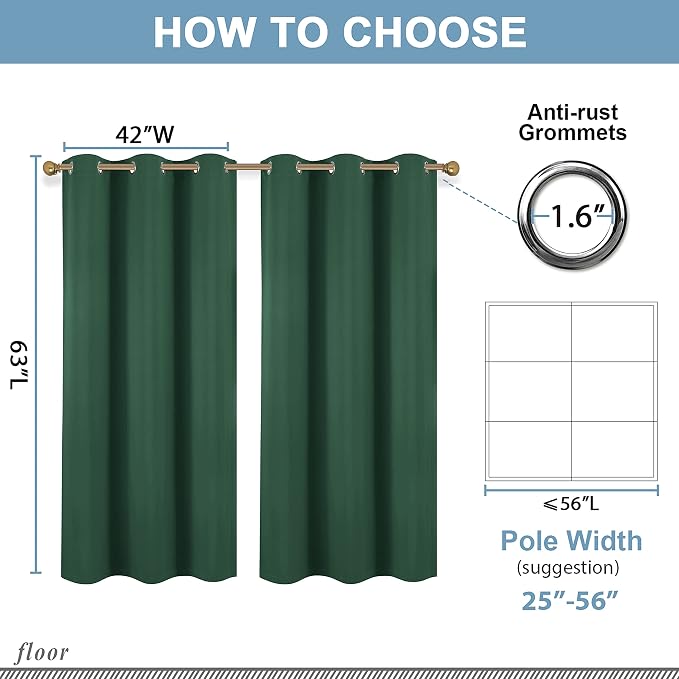Diraysid Green Grommet Blackout Curtains - Image 6