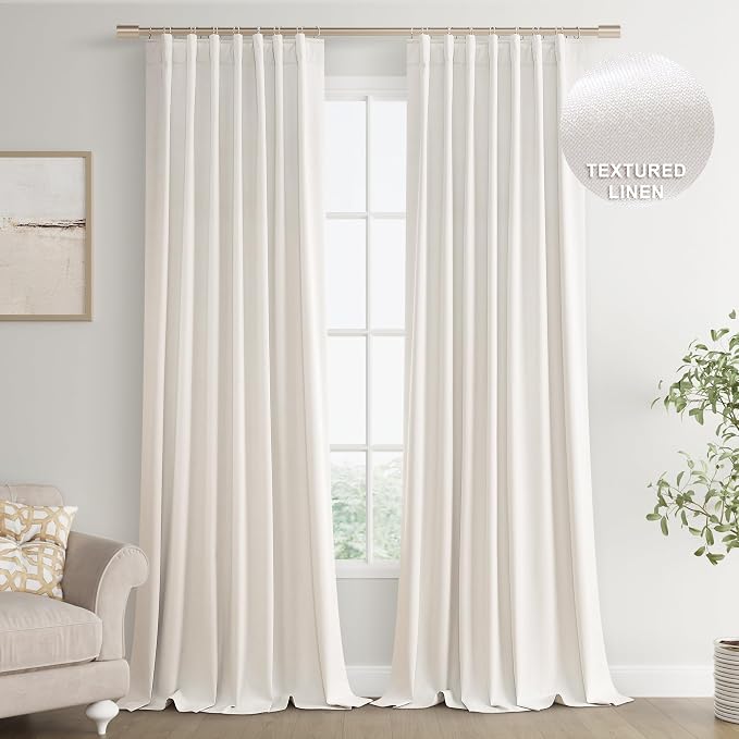 Joywell 100% Blackout Extra Long Linen Curtains 120 Inches Long by Joywell