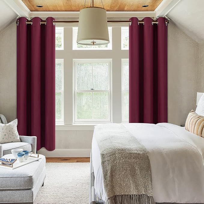 Diraysid Burgundy Red Grommet Blackout Curtains - Image 5