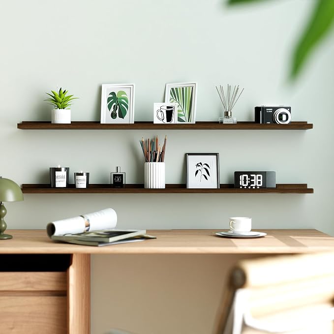 Walnut Floating Shelves for Wall Decor, 48 in Shelf - Image 2