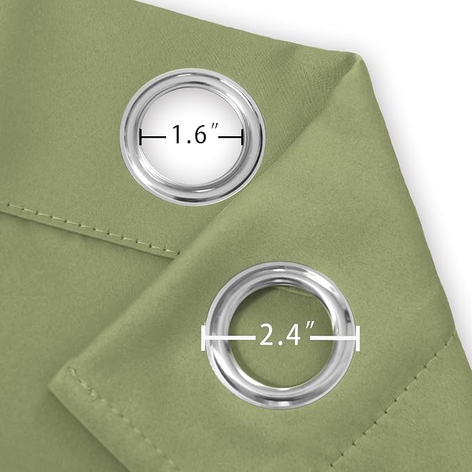 Blackout Curtains 66 x 54 Inch Long Sage Green Curtains Set of 2 Panels Room - Image 5